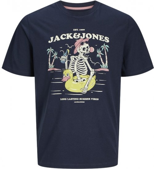 Jack & Jones Elijah Crew Neck T-Shirt Navy - Μακό μπλουζάκια - Aνδρικά μπλουζεσ μεγάλα μεγέθη