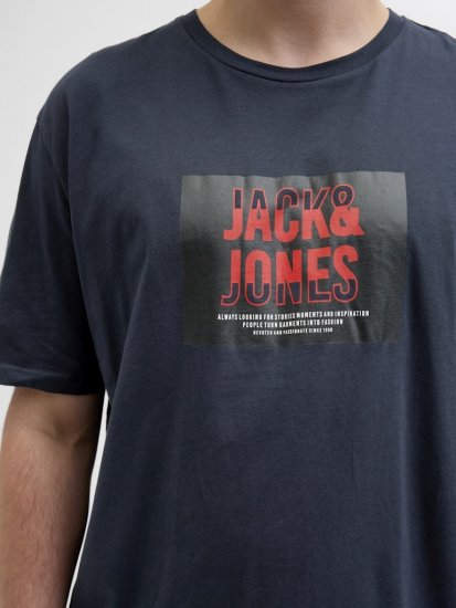 Jack & Jones Hudson Crew Neck T-Shirt Navy - Μακό μπλουζάκια - Aνδρικά μπλουζεσ μεγάλα μεγέθη