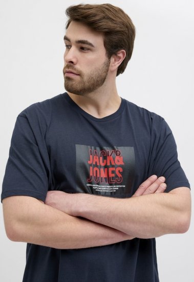 Jack & Jones Hudson Crew Neck T-Shirt Navy - Μακό μπλουζάκια - Aνδρικά μπλουζεσ μεγάλα μεγέθη