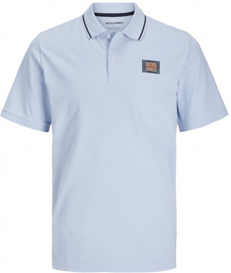 Jack & Jones Hudson Short Sleeve Polo Chambray Blue - Πόλο μπλουζάκια - Aνδρικά μπλουζακια πολο μεγάλα μεγέθη