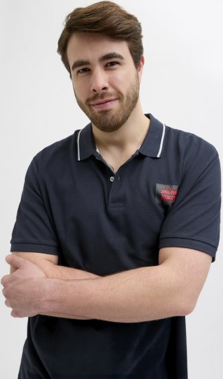 Jack & Jones Hudson Short Sleeve Polo Dark Navy - Πόλο μπλουζάκια - Aνδρικά μπλουζακια πολο μεγάλα μεγέθη