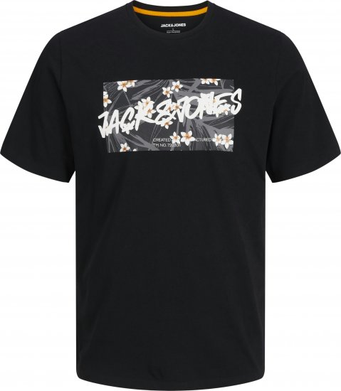 Jack & Jones Hawaii Shape Crew Neck T-Shirt Black - Μακό μπλουζάκια - Aνδρικά μπλουζεσ μεγάλα μεγέθη