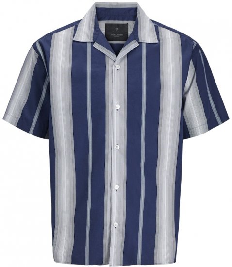 Jack & Jones Palermo Restort Print Short Sleeve Shirt Navy - Πουκάμισα - Aνδρικά πουκαμισα μεγαλα μεγάλα μεγέθη
