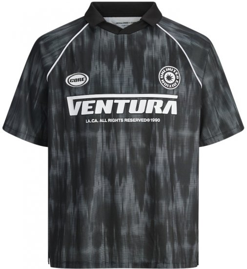 Jack & Jones Retreat Ventura Mesh Polo Polo Shirt Black - Πόλο μπλουζάκια - Aνδρικά μπλουζακια πολο μεγάλα μεγέθη