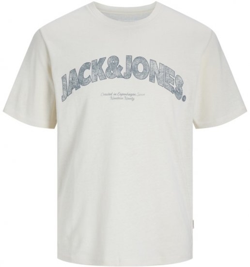 Jack & Jones Almeria Bold Branding T-Shirt Antique White - Μακό μπλουζάκια - Aνδρικά μπλουζεσ μεγάλα μεγέθη