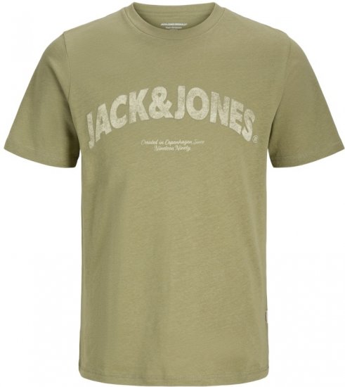 Jack & Jones Almeria Bold Branding T-Shirt Khaki Green - Μακό μπλουζάκια - Aνδρικά μπλουζεσ μεγάλα μεγέθη