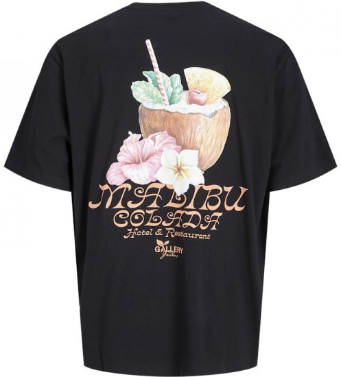 Jack & Jones Botaniq Crew Neck T-Shirt Black - Μακό μπλουζάκια - Aνδρικά μπλουζεσ μεγάλα μεγέθη