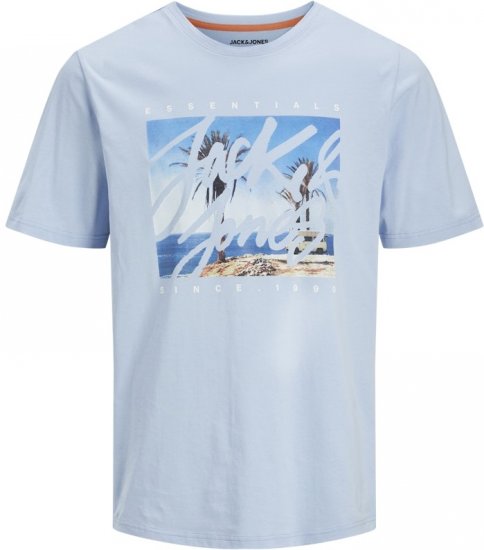 Jack & Jones Colton Photoprint Crew Neck T-Shirt Chambray Blue - Μακό μπλουζάκια - Aνδρικά μπλουζεσ μεγάλα μεγέθη