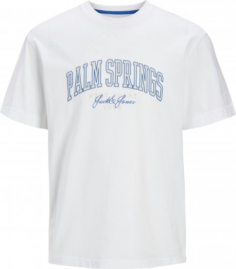 Jack & Jones Detroit Crew Neck T-Shirt White - Μακό μπλουζάκια - Aνδρικά μπλουζεσ μεγάλα μεγέθη