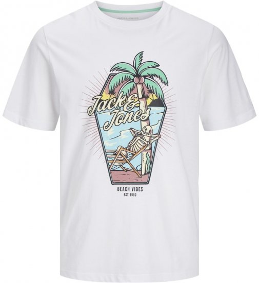 Jack & Jones Elijah Crew Neck T-Shirt White - Μακό μπλουζάκια - Aνδρικά μπλουζεσ μεγάλα μεγέθη