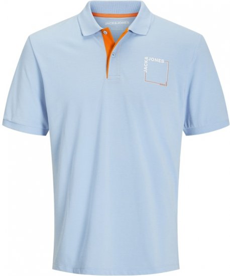 Jack & Jones Verner Short Sleeve Polo Chambray Blue - Πόλο μπλουζάκια - Aνδρικά μπλουζακια πολο μεγάλα μεγέθη