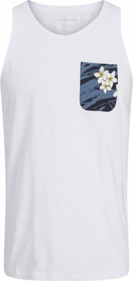 Jack & Jones Hawaii Printed Pocket Tanktop White - Μακό μπλουζάκια - Aνδρικά μπλουζεσ μεγάλα μεγέθη