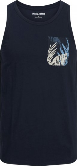 Jack & Jones Hawaii Printed Pocket Tanktop Navy - Μακό μπλουζάκια - Aνδρικά μπλουζεσ μεγάλα μεγέθη