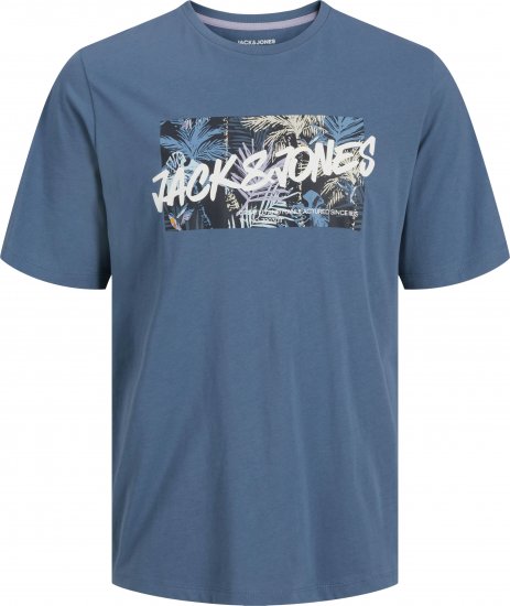 Jack & Jones Hawaii Shape Crew Neck T-Shirt Blue - Μακό μπλουζάκια - Aνδρικά μπλουζεσ μεγάλα μεγέθη
