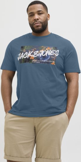 Jack & Jones Hawaii Shape Crew Neck T-Shirt Blue - Μακό μπλουζάκια - Aνδρικά μπλουζεσ μεγάλα μεγέθη