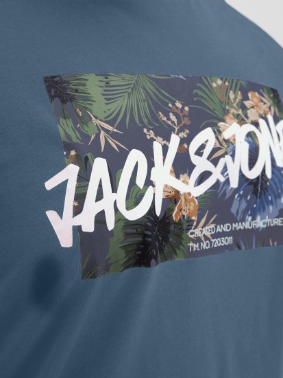 Jack & Jones Hawaii Shape Crew Neck T-Shirt Blue - Μακό μπλουζάκια - Aνδρικά μπλουζεσ μεγάλα μεγέθη