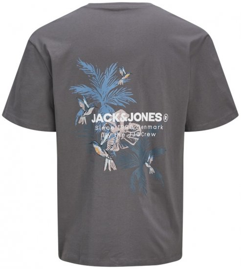 Jack & Jones Hawaii Crew Neck T-Shirt Grey - Μακό μπλουζάκια - Aνδρικά μπλουζεσ μεγάλα μεγέθη