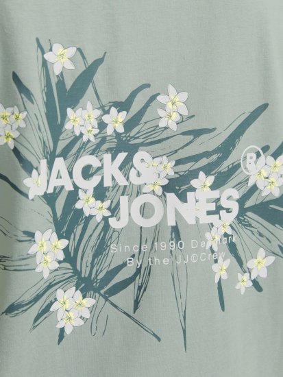Jack & Jones Hawaii Crew Neck T-Shirt Iceberg Green - Μακό μπλουζάκια - Aνδρικά μπλουζεσ μεγάλα μεγέθη