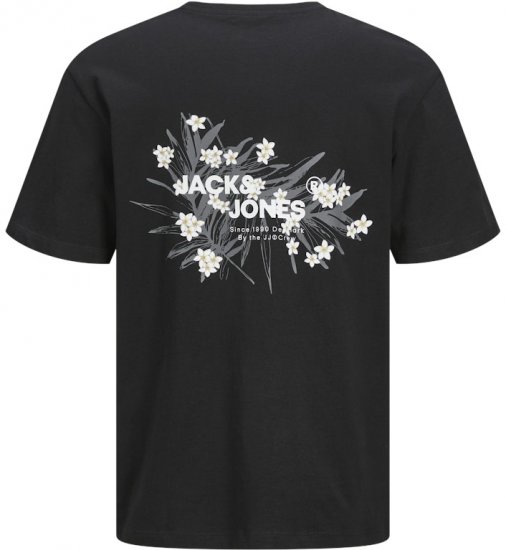 Jack & Jones Hawaii Crew Neck T-Shirt Black - Μακό μπλουζάκια - Aνδρικά μπλουζεσ μεγάλα μεγέθη