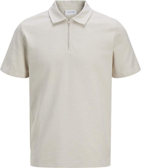 Jack & Jones Benja Short Sleeve Zip Polo Grey - Πόλο μπλουζάκια - Aνδρικά μπλουζακια πολο μεγάλα μεγέθη