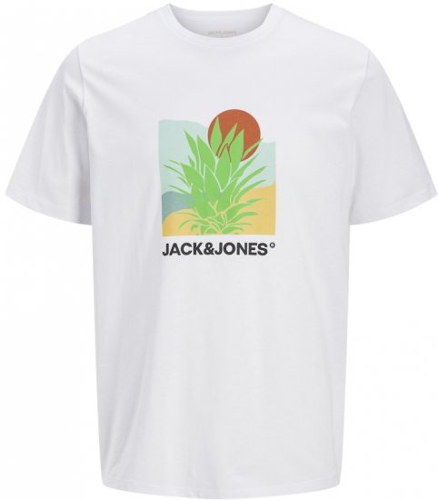 Jack & Jones Barbados Graphic Crew Neck T-Shirt White - Μακό μπλουζάκια - Aνδρικά μπλουζεσ μεγάλα μεγέθη