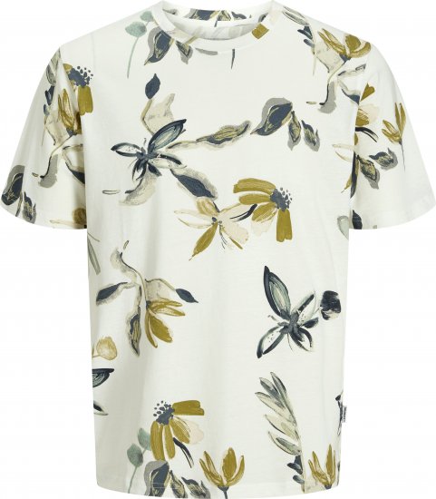 Jack & Jones Varenna AOP Crew Neck T-Shirt White - Μακό μπλουζάκια - Aνδρικά μπλουζεσ μεγάλα μεγέθη