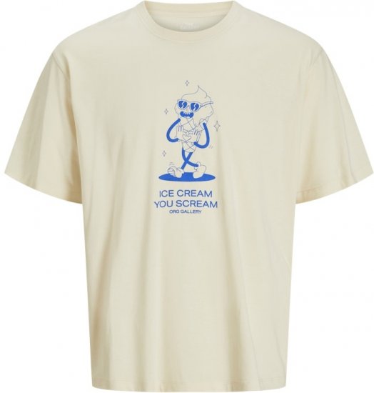 Jack & Jones Unexpect Crew Neck T-Shirt Antique White - Μακό μπλουζάκια - Aνδρικά μπλουζεσ μεγάλα μεγέθη