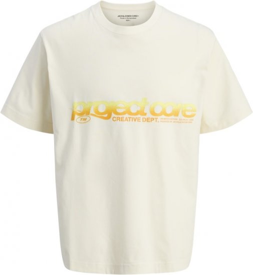 Jack & Jones Project Core Loose Fit Summer T-Shirt Off White - Μακό μπλουζάκια - Aνδρικά μπλουζεσ μεγάλα μεγέθη
