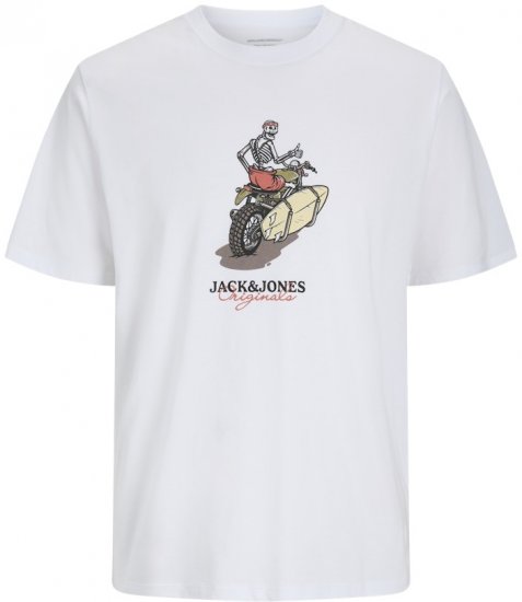 Jack & Jones Skull Coast Crew Neck T-Shirt Bright White - Μακό μπλουζάκια - Aνδρικά μπλουζεσ μεγάλα μεγέθη