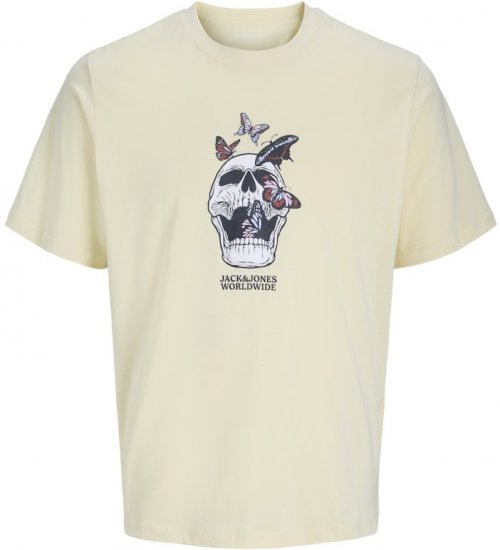 Jack & Jones Skull Coast Crew Neck T-Shirt Light Yellow - Μακό μπλουζάκια - Aνδρικά μπλουζεσ μεγάλα μεγέθη