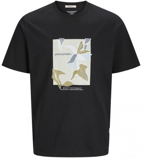 Jack & Jones Almeria Front Print Crew Neck T-Shirt Black - Μακό μπλουζάκια - Aνδρικά μπλουζεσ μεγάλα μεγέθη