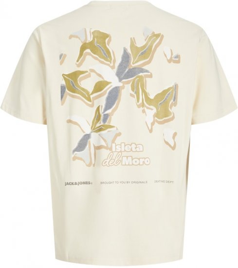 Jack & Jones Almeria Back Print T-Shirt Antique White - Μακό μπλουζάκια - Aνδρικά μπλουζεσ μεγάλα μεγέθη