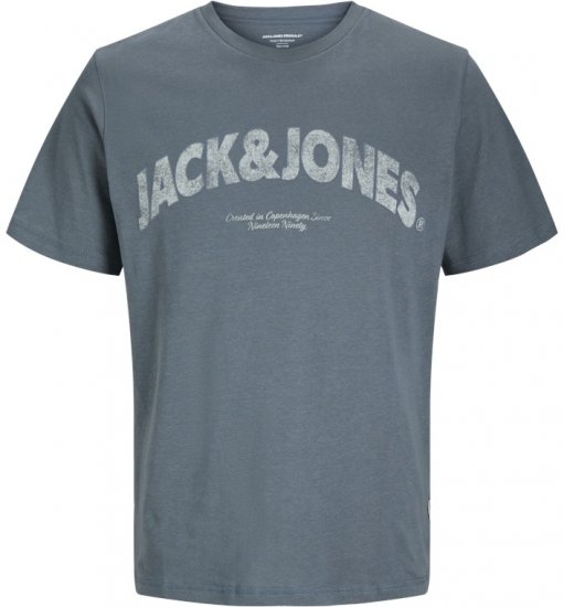 Jack & Jones Almeria Bold Branding T-Shirt Steel Blue - Μακό μπλουζάκια - Aνδρικά μπλουζεσ μεγάλα μεγέθη