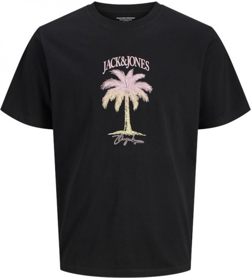 Jack & Jones Almeria Crew Neck T-Shirt Black - Μακό μπλουζάκια - Aνδρικά μπλουζεσ μεγάλα μεγέθη