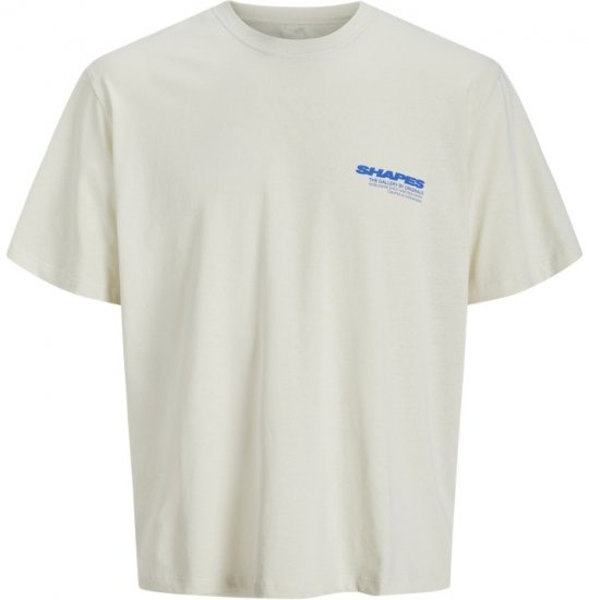 Jack & Jones Fold Crew Neck T-Shirt Antique White - Μακό μπλουζάκια - Aνδρικά μπλουζεσ μεγάλα μεγέθη