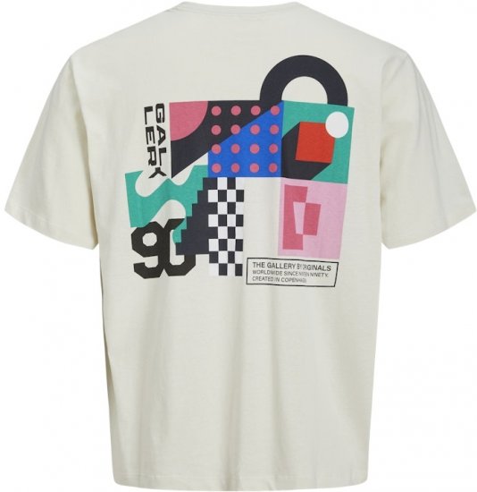 Jack & Jones Fold Crew Neck T-Shirt Antique White - Μακό μπλουζάκια - Aνδρικά μπλουζεσ μεγάλα μεγέθη