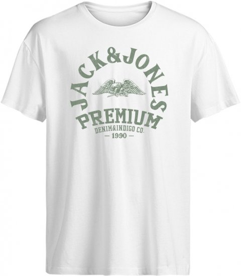 Jack & Jones Blurobar Crew Neck T-Shirt White - Μακό μπλουζάκια - Aνδρικά μπλουζεσ μεγάλα μεγέθη