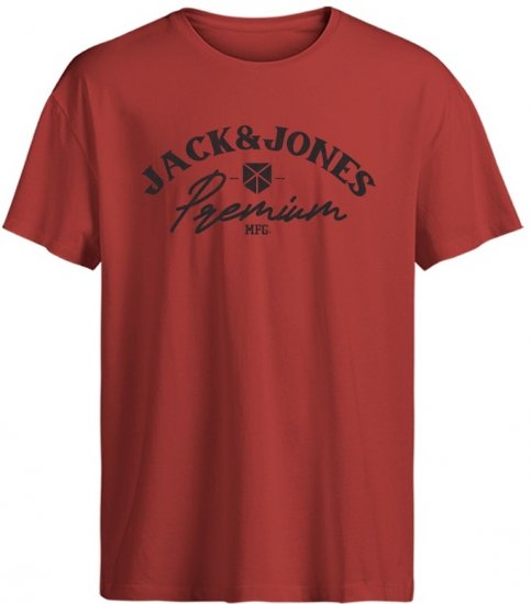 Jack & Jones Blurobar Crew Neck T-Shirt Red - Μακό μπλουζάκια - Aνδρικά μπλουζεσ μεγάλα μεγέθη