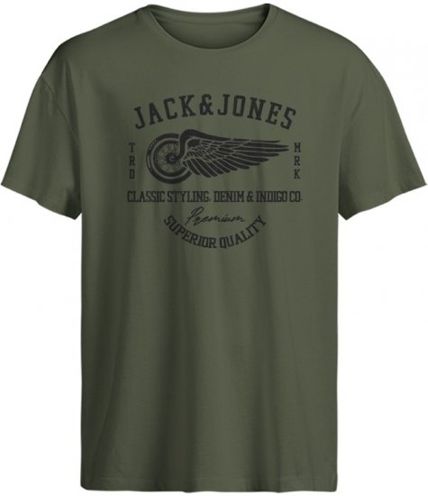 Jack & Jones Blurobar Crew Neck T-Shirt Green - Μακό μπλουζάκια - Aνδρικά μπλουζεσ μεγάλα μεγέθη
