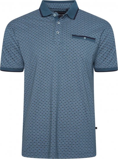 Kam Jeans 5517 Geo-Print Polo Blue - Πόλο μπλουζάκια - Aνδρικά μπλουζακια πολο μεγάλα μεγέθη