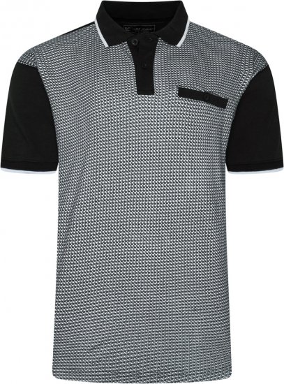 Kam Jeans 5518 Smart Mini Geo-Print Polo Black - Πόλο μπλουζάκια - Aνδρικά μπλουζακια πολο μεγάλα μεγέθη