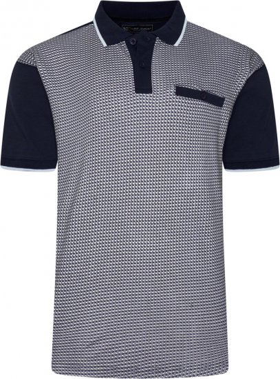 Kam Jeans 5518 Smart Mini Geo-Print Polo Navy - Πόλο μπλουζάκια - Aνδρικά μπλουζακια πολο μεγάλα μεγέθη