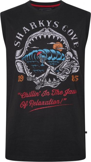 Kam Jeans 5762 Sharkeys Cove Vest Sleeveless T-Shirt Pirate Black - Μακό μπλουζάκια - Aνδρικά μπλουζεσ μεγάλα μεγέθη