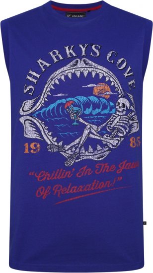 Kam Jeans 5762 Sharkeys Cove Vest Sleeveless T-Shirt Sea Surf Blue - Μακό μπλουζάκια - Aνδρικά μπλουζεσ μεγάλα μεγέθη