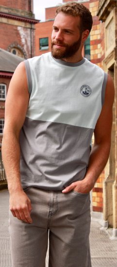 Kam Jeans 5764 Palm Springs Vest Sleeveless T-Shirt Griffin Grey - Μακό μπλουζάκια - Aνδρικά μπλουζεσ μεγάλα μεγέθη