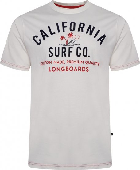 Kam Jeans 5766 California Surf Co T-Shirt Vintage White - Μακό μπλουζάκια - Aνδρικά μπλουζεσ μεγάλα μεγέθη