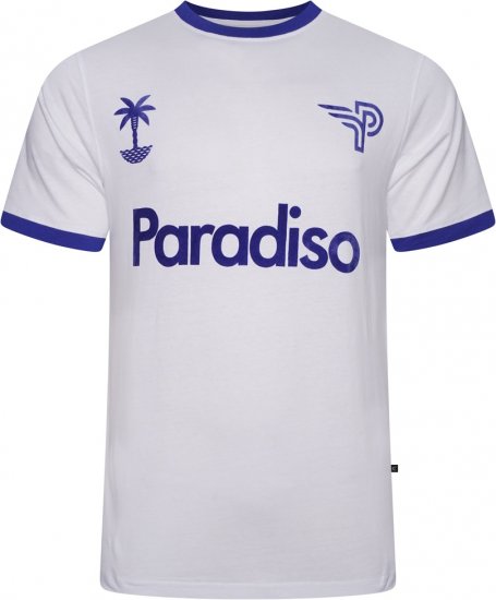 Kam Jeans 5768 Paradiso Print T-Shirt Bright White - Μακό μπλουζάκια - Aνδρικά μπλουζεσ μεγάλα μεγέθη