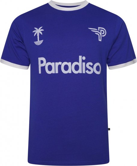 Kam Jeans 5768 Paradiso Print T-Shirt Surf Blue - Μακό μπλουζάκια - Aνδρικά μπλουζεσ μεγάλα μεγέθη