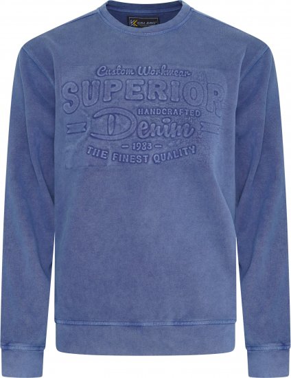 Kam Jeans 7065 Crew Neck Washed Embossed Sweatshirt Indigo - φούτερ/Φούτερ με κουκούλα - φούτερ/Φούτερ με κουκούλα ανδρικά μεγάλα μεγέθη 