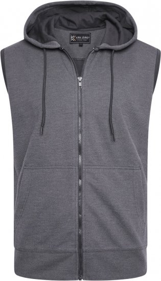 Kam Jeans 7077 Textured Interlock Sleeveless Hoodie Charcoal - φούτερ/Φούτερ με κουκούλα - φούτερ/Φούτερ με κουκούλα ανδρικά μεγάλα μεγέθη 